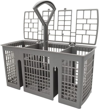 Praktische Bestekmand voor Vaatwasser, Verwijderbare Handgreep, Geschikt voor Diverse Vaatwassers, 220 x 115 x 90 mm, Grijs, Ideaal voor Bestek en Keukenaccessoires