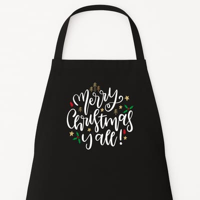 Kerstschort "Merry Christmas Y'all" - Feestelijk Keukenschort - Origineel Kerstcadeau - Grappig Kerst Kookschort
