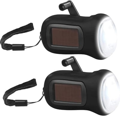 Handmatige en Zonne-energie Aangedreven LED-Zaklamp voor Noodgevallen en Buitenactiviteiten - 2 Stuks