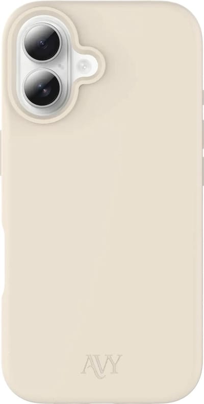 AVY Hoesje geschikt voor Apple iPhone 16 | Compatibel met MagSafe | Back Cover | Liquid Silicone | Comfortabel in de Hand | Beige