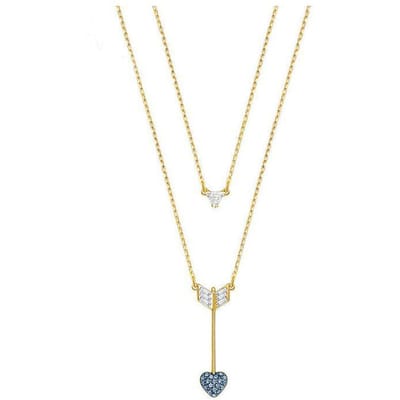Swarovski Bon Flèche de Cupidon Collier Deux-en-Un Femme collier Or Bleu 5265723 Blue,F beige