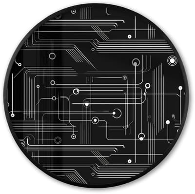 Poster in lijst Rond - Fotolijst 60x60 cm - Posters - Gaming - Abstract - Lijnen - Rondjes - Zwart - Ronde posterlijst zwart - Decoratie - Wanddecoratie woonkamer - Muurdecoratie slaapkamer