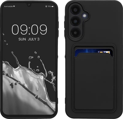 kwmobile telefoonhoesje geschikt voor Samsung Galaxy A25 - Hoesje met pasjeshouder - TPU case in zwart