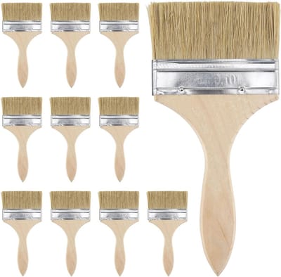 Set van 10 Verfkwasten voor Glazuur en Varnish - Houten Kwasten voor Schilderen, Tuinieren en Creatieve Projecten - Ideaal voor Kunstenaars en Hobbyisten