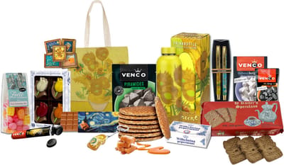 Holland pakket deluxe - Cadeaupakket Van Gogh - Holland souvenir - Hollandse cadeautjes - waterfles 500 ml - souvenir - Zonnebloemen Van Gogh