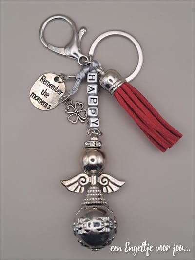 Geluksengel sleutel/tashanger, Geluksengel, Guardian Angel, HAPPY Engel