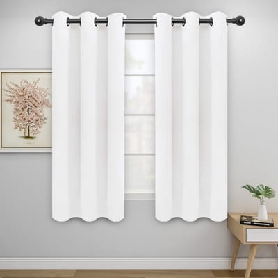 Gordijnen voor slaapkamer, solide thermisch geïsoleerde doorvoertule en ruisonderdrukkende raamgordijnen, kamerverduisterende gordijnen voor woonkamer, 2 panelen (42 x 63