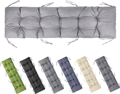 Garronda Bankkussen 180x50 cm – 10 cm dik – Waterafstotend & UV-bestendig – met Banden – Lichtgrijs GD-AM-Bono