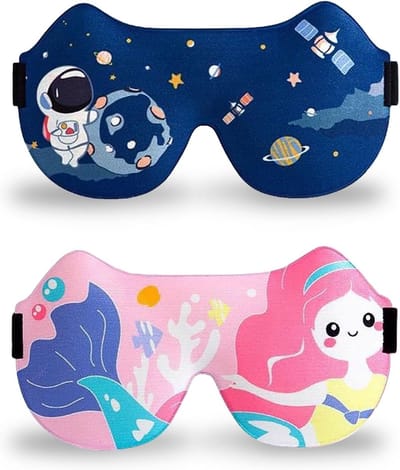 3D Slaapmaskers voor Kinderen - 2 Stuks Verstelbare Oogmaskers voor Slapen, Ideaal voor Napping, Reizen en Kamperen