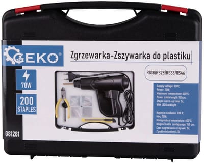 GEKO Plastic laspistool set - 70W - LED verlichting - Inclusief 200 nietjes - Snelle opwarming