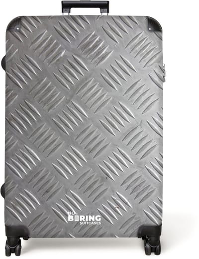 NoBoringSuitcases.com® - Koffer groot - Reiskoffer lichtgewicht - Metaalplaat met geruit reliëfpatroon - Rolkoffer met 4 wielen - Grote trolley XL - 98 liter bagage