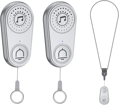 Noodoproep Set - Alarm Knoppen - Veiligheid Thuis - Draadloos Bereik 80m - 2 Stuks - Wit