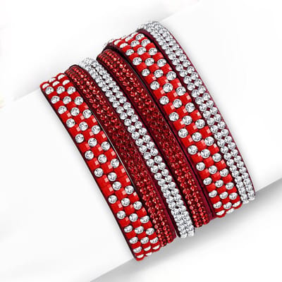 Montebello Armband Ayo Red - Leer - Zirkonia - 20cm