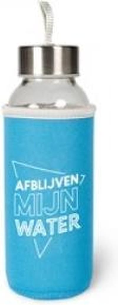 Verjaardag - Waterfles  - Afblijven mijn water - In cadeauverpakking met gekleurd lint