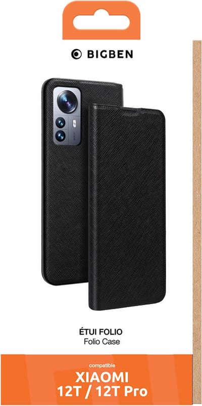 Bigben Connected, Hoesje geschikt voor Xiaomi 12T / 12T Pro - Folio met Standaard & Kaarthouder, Zwart