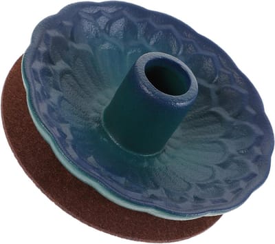 Keramische Rookmelder - Geurbrander Houder - Meditatie Ontspanning - Lotus Bloemen Design - 12x12x4.5cm - Blauw