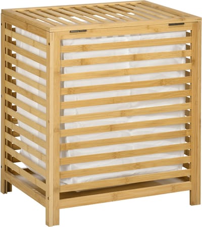 Clruro Waskorf - 50 x 36 x 60 cm - Wasmand met Deksel - 55L - Bambus - Natuur