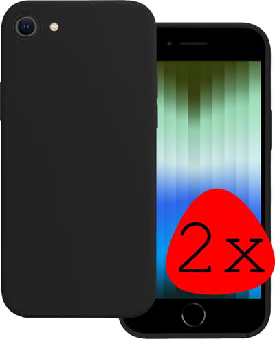 Hoesje 2 Stuks - Geschikt voor Apple iPhone SE (2022) - Sterk & Shockproof - Case Siliconen - Back Cover - Telefoon Hoes - Zwart