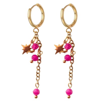 Oorbellen - oorringen-roze Brise goud plating RVS- Charme Bijoux
