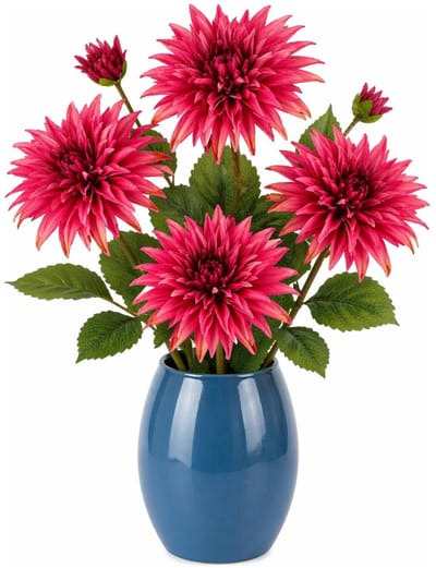 Mica Decorations Kunstbloem Dahlia Artistic - 4x - H74 cm - roze - kunststof - stelen kunstbloemen - boeket - bloemetjes