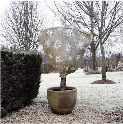 2x Duurzame plantenhoes tegen vorst met aantrekkoord wintermotief 1 meter x 75 cm 200 g/m2 - 100% natuurlijke beschermhoes - Winterafdekhoes - Winterhoes voor planten - Anti-vorst beschermhoes - Vorstbescherming