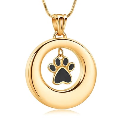 Dutch Duvall | Ashanger Circle dierenpoot goud | Luxe ashanger | Assieraad | Circle of life | Ashanger | gedenksieraad | met ketting en vulsetje |