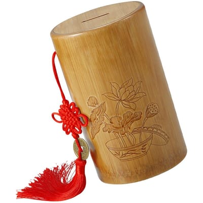 Decoraties Container Bamboe Spaarpot Kind Dating Huis Ornamenten Chinese Munten Goederen Spaarpot brown