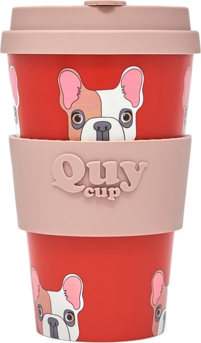 Quy Cup 400ml Ecologische Reis Beker - “Achille” - BPA Vrij - Gemaakt van Gerecyclede Pet Flessen met Rose Siliconen deksel