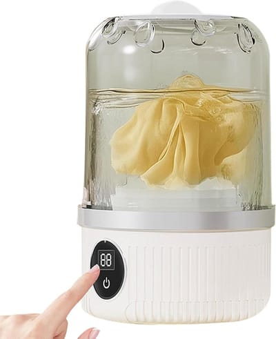 Draagbare Mini Wasmachine - Compact Apparaat - Persoonlijk Linnen Wassen - Draadloos en Automatisch - 21.5 cm - Wit