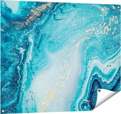 Gards Tuinposter Abstracte Kunst Blauwe Oceaan - 100x80 cm - Tuindoek - Tuindecoratie - Wanddecoratie buiten - Tuinschilderij