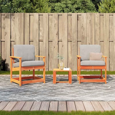 vidaXL - 3-delige - Loungeset - massief - grenenhout - wasbruin