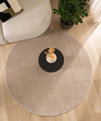 Scandinavisch vloerkleed rond - Contour Bend beige 100