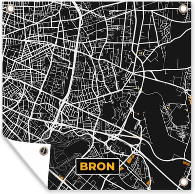 Tuin poster Plattegrond – Kaart – Bron - Frankrijk – Stadskaart - 200x200 cm - Tuindoek