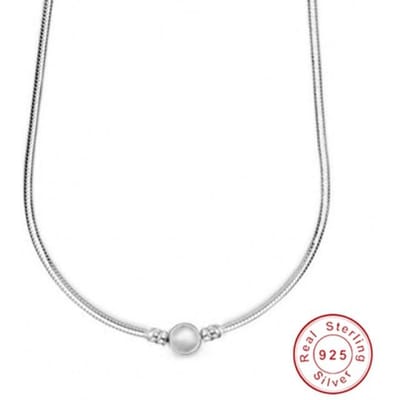 Collier serpent Simple en argent Sterling 925, flambant neuf, pour pendentifs en perles de charme Panjia originaux, bijoux en argent pour femmes, bricolage 45cm white