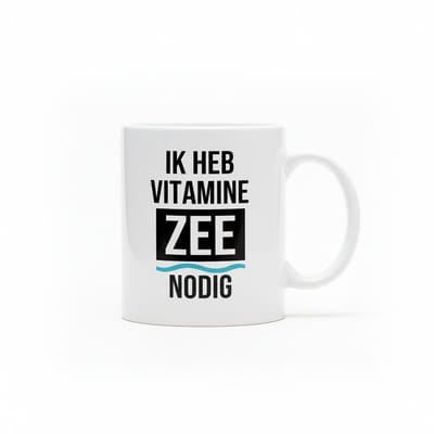 “Ik Heb Vitamine Zee Nodig” Mok – Grappige Nederlandse Strandliefhebber Koffiemok 330 ml