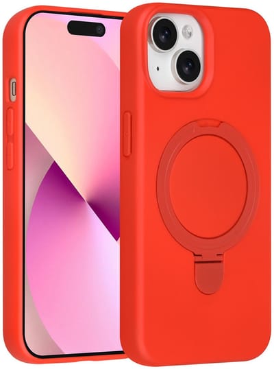 TUNIQ telefoonhoesje voor Apple iPhone 15 - MagSafe met ringstand - Rood