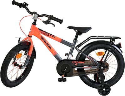 Kinderfiets - Loopfiets - Leren fietsen - Veiligheidsremmen - 16 inch - Oranje grijs