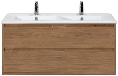 Porto Badmeubelset 120 cm - 2 Laden Honey - Keramische Wastafel Wit Slim