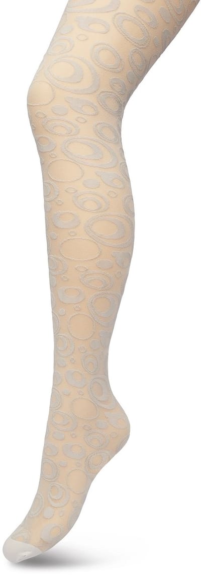 Bonnie Doon Panty 50 Denier Licht Grijs Dames maat S/M - Rondjes en stipjes - Print - Cirkels - Dot Panty - Gladde Naden - Maximaal Draagcomfort - Circkles and Dots Tights - Chique Panty - Feestelijk - Lichtgrijs - Grey - BP221904.235