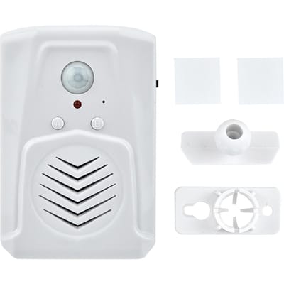 Alarme avec détecteur de mouvement alimentée par USB/batterie, lecteur audio MP3, sonnette à induction infrarouge white