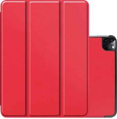 Hoes - Geschikt voor Apple iPad Pro (2022) - 11 inch - 4e generatie - Dun & Stevig - Trifold Bookcase - Hard Cover - Hardcover Book Case - Tablet Hoesje - Rood