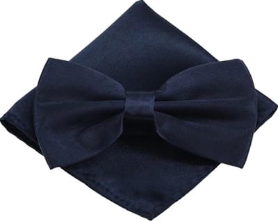 Fako Fashion - Vlinderstrik Inclusief Pochette - Vlinderdas - Strikje - Pochet - Navy Blauw