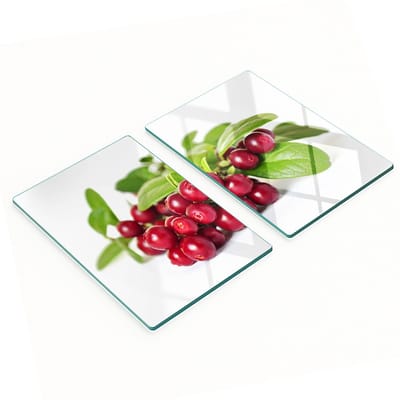 Set van twee decoratieve glazen keukenplanken in cranberrykleur, 2x40x52 cm