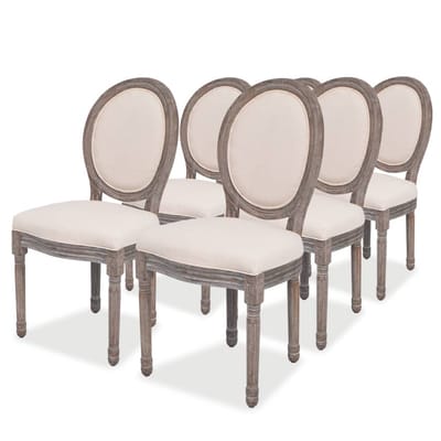 vidaXL - Eetkamerstoelen - 6 - st - stof - crèmekleurig