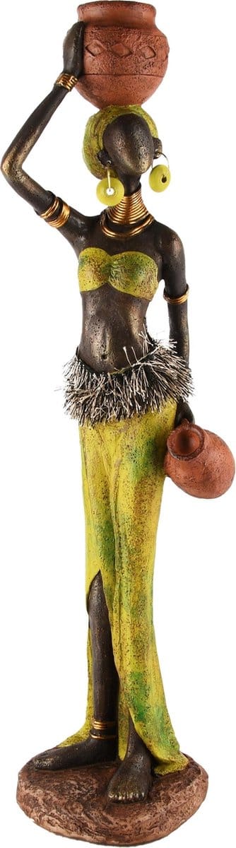 Dekoratief | Afrikaanse dame staand m/kruik, resina, 13x13x46cm | A245892