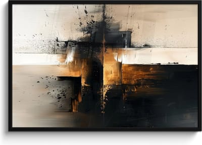 Poster in lijst - Fotolijst 120x80 cm - Posters - Modern - Zwart - Verf - Goud - Posterlijst zwart - Decoratie - Wanddecoratie woonkamer - Muurdecoratie slaapkamer
