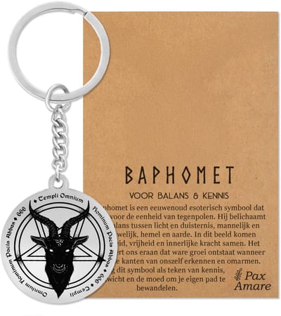 Baphomet Sleutelhanger Zilverkleurig - Spirituele Talisman - Roestvrij Staal / Stainless Steel - Duivel Symbool - Pax Amare