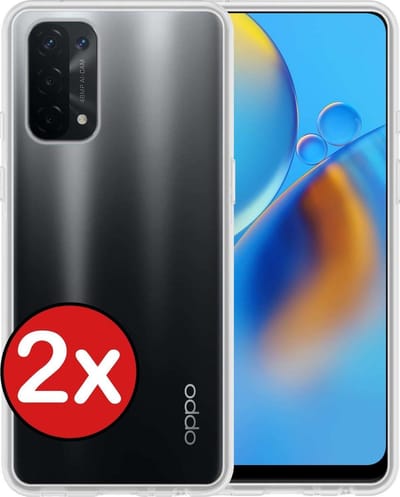 Hoesje - 2 Stuks - Geschikt voor OPPO A74 5G - Sterk & Shockproof - Telefoonhoes - Back Cover - Case Siliconen - Telefoon Hoes - Transparant
