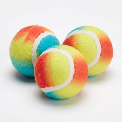Cheqo® Tennisballen voor Honden Set van 3 - Hondenspeelgoed - Hondenbal voor Apporteren - Tennisbal - Speelgoed voor Honden - Honden Speelbal - Buitenspeelgoed - Stuiterbal - Kauwbal - Speelgoed Hond om te Gooien - Regenboog