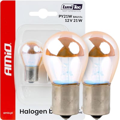 AMiO LumiTec PY21W Amber Chrome Halogeen Autolampen – BAU15s 12V 21W (2 stuks)